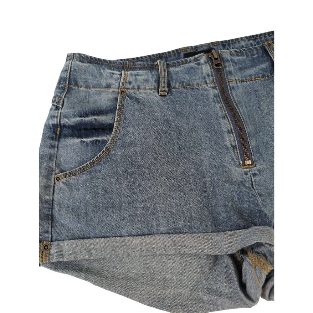 RVCA Valley Jean Shorts‎ Womens 27 Blue Denim Exposed Zipper Festival Beach